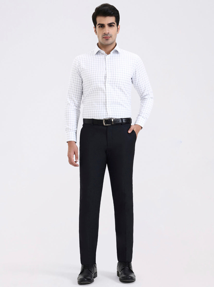 White & Black Checked Slim Fit Formal Shirt | Greenfibre