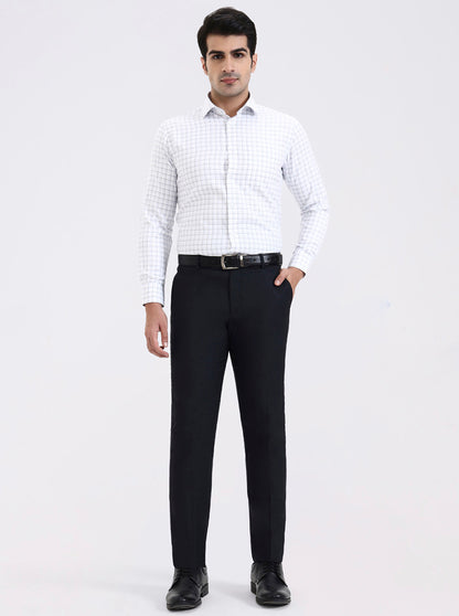White & Black Checked Slim Fit Formal Shirt | Greenfibre