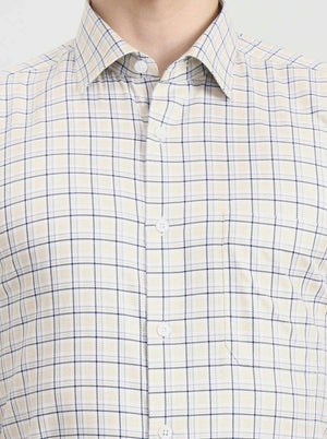 Yellow Checked Regular Fit Formal Shirt | JadeBlue