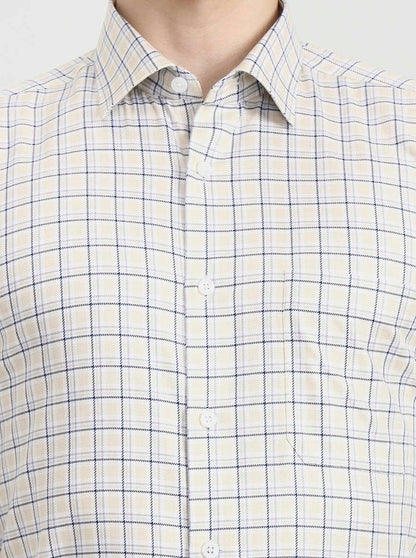 Yellow Checked Regular Fit Formal Shirt | JadeBlue