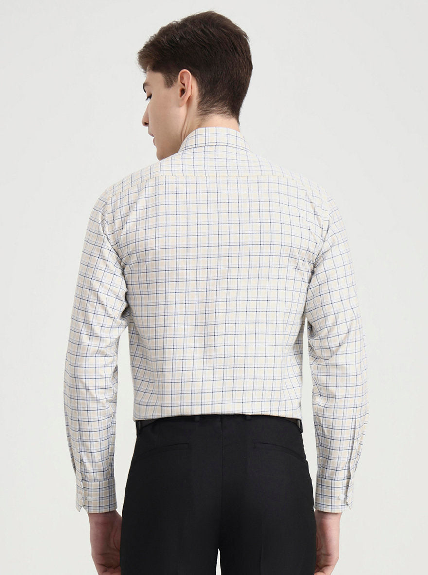 Yellow Checked Regular Fit Formal Shirt | JadeBlue