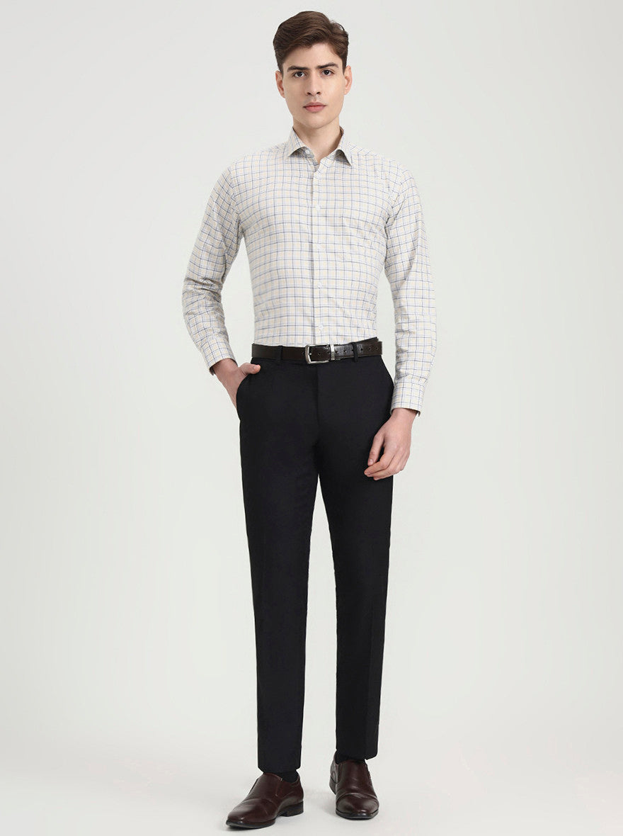 Yellow Checked Regular Fit Formal Shirt | JadeBlue
