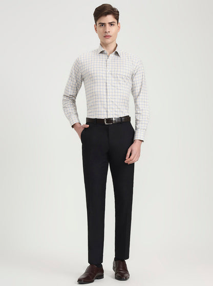 Yellow Checked Regular Fit Formal Shirt | JadeBlue