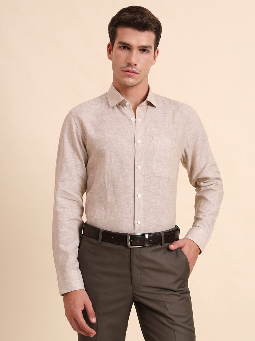 Natural Solid Regular Fit Formal Shirt | JadeBlue