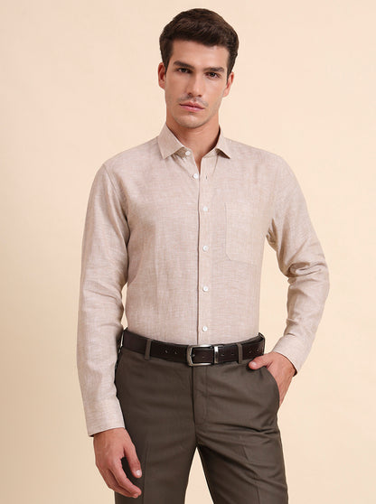 Natural Solid Regular Fit Formal Shirt | JadeBlue