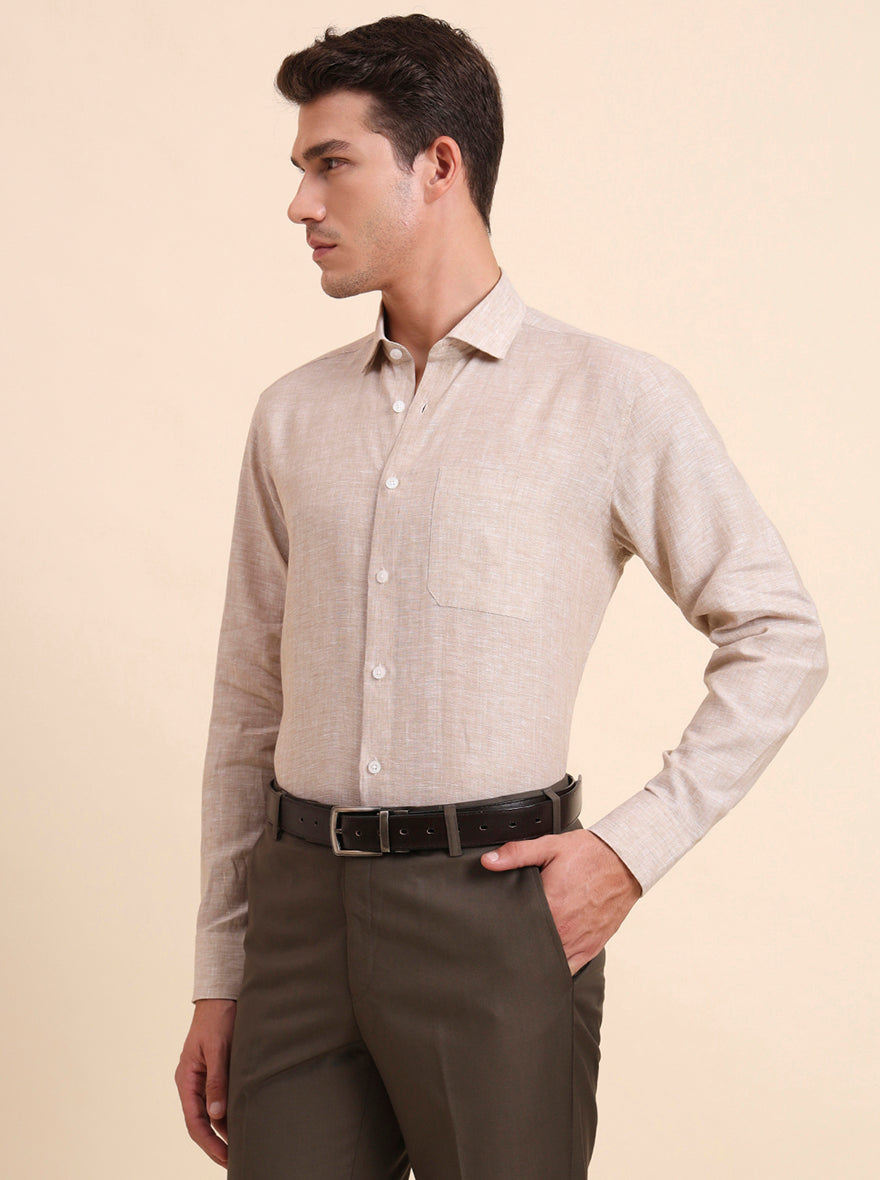 Natural Solid Regular Fit Formal Shirt | JadeBlue