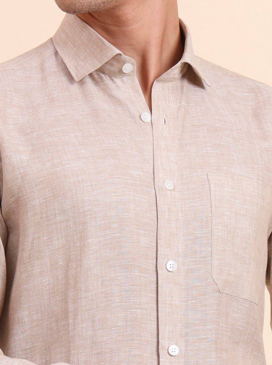 Natural Solid Regular Fit Formal Shirt | JadeBlue