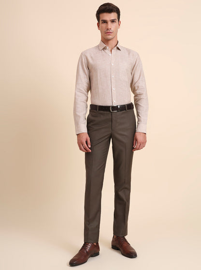 Natural Solid Regular Fit Formal Shirt | JadeBlue
