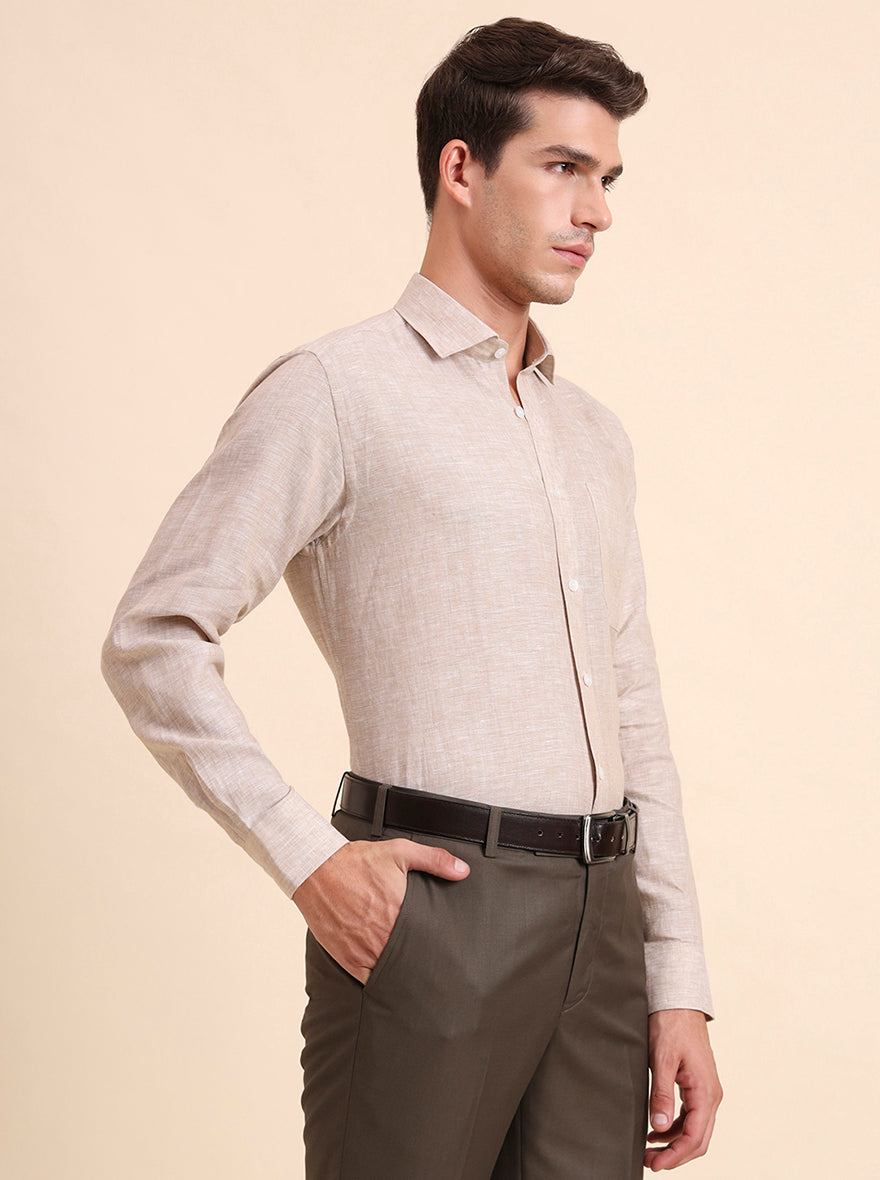 Natural Solid Regular Fit Formal Shirt | JadeBlue