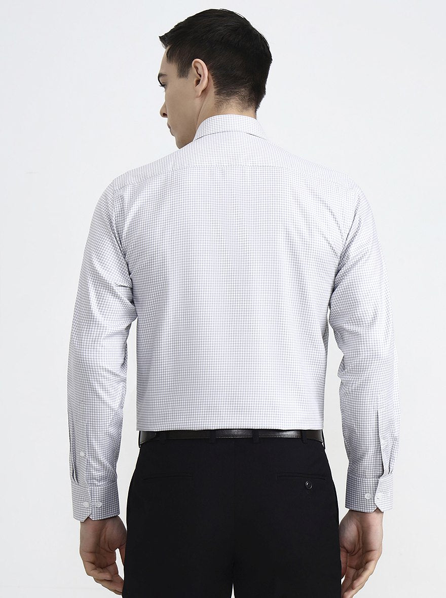 White & Brown Checked Regular Fit Formal Shirt | JadeBlue