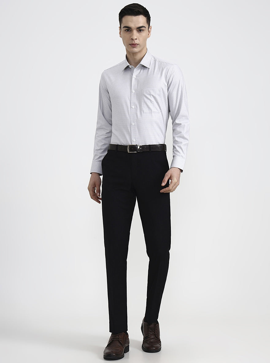 White & Brown Checked Regular Fit Formal Shirt | JadeBlue