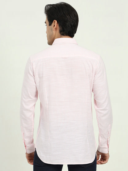 Pink Striped Slim Fit Casual Shirt | JadeBlue