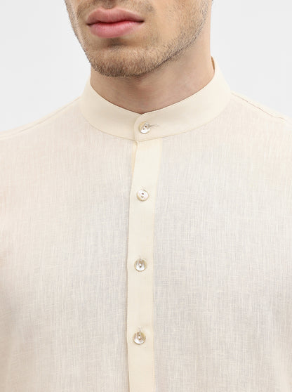 Cream Solid Modi Kurta | JadeBlue