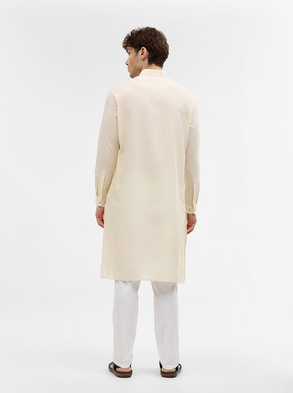 Cream Solid Modi Kurta | JadeBlue