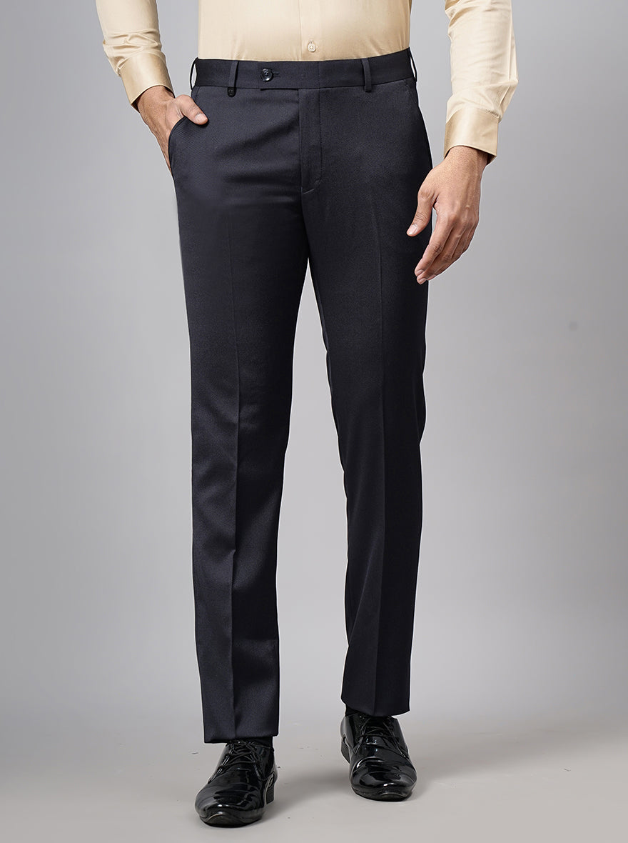 Dark Grey Solid Slim Fit Formal Trouser | JB Studio