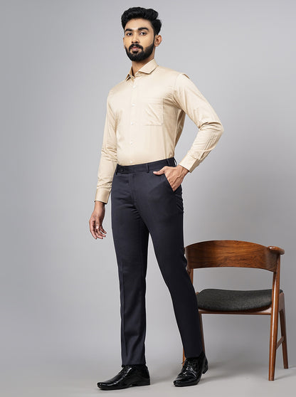 Dark Grey Solid Slim Fit Formal Trouser | JB Studio