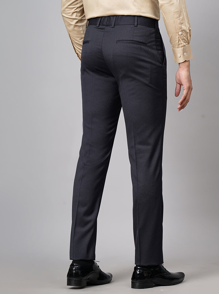 Dark Grey Solid Slim Fit Formal Trouser | JB Studio