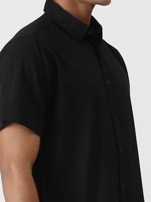 Black Solid Slim Fit Casual Shirt | Greenfibre