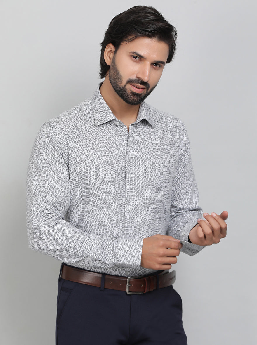 Black Printed Slim Fit Formal Shirt | JadeBlue Youth