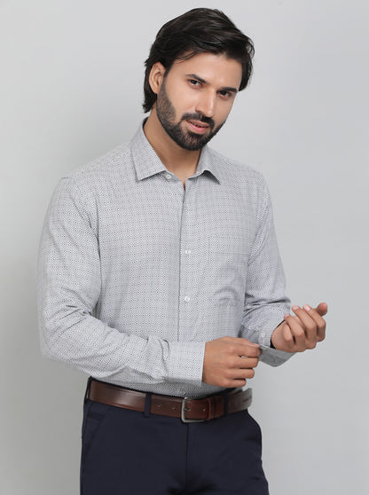 Black Printed Slim Fit Formal Shirt | JadeBlue Youth