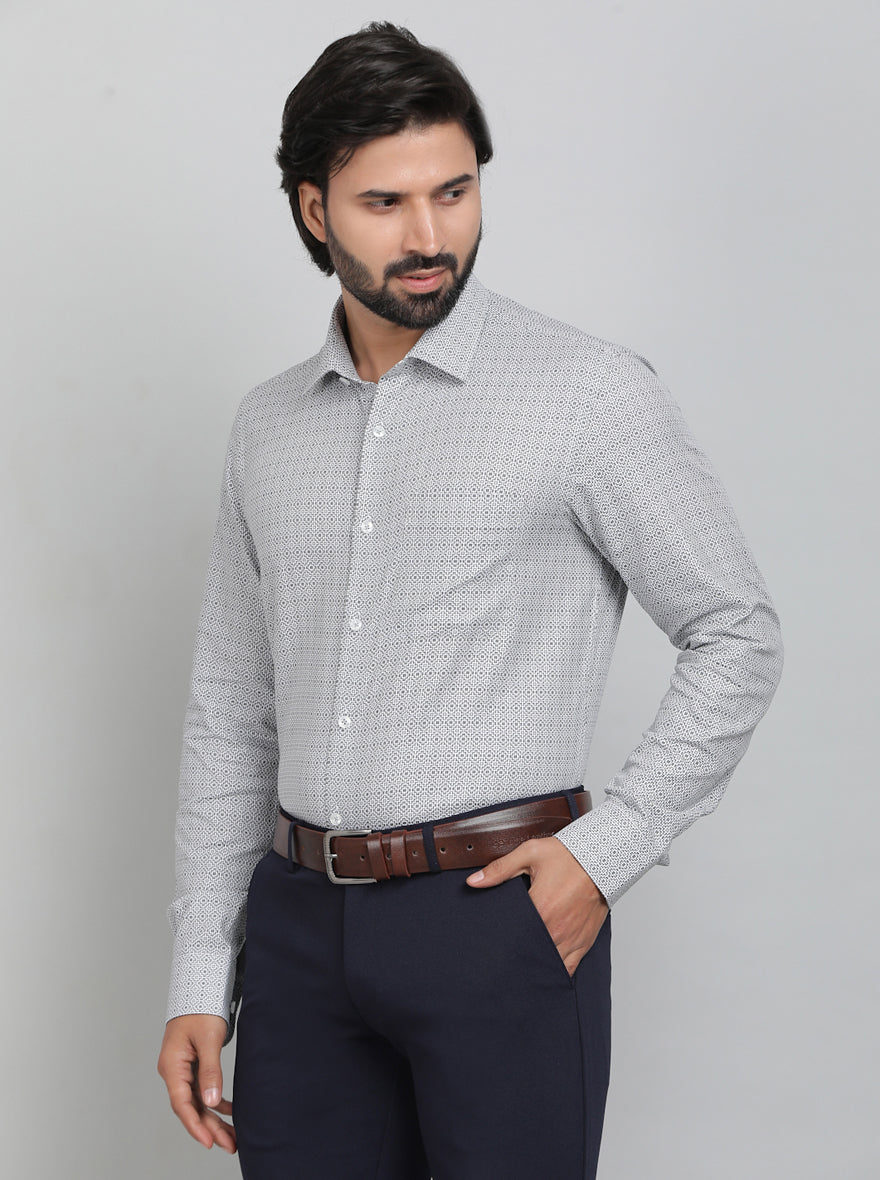Black Printed Slim Fit Formal Shirt | JadeBlue Youth
