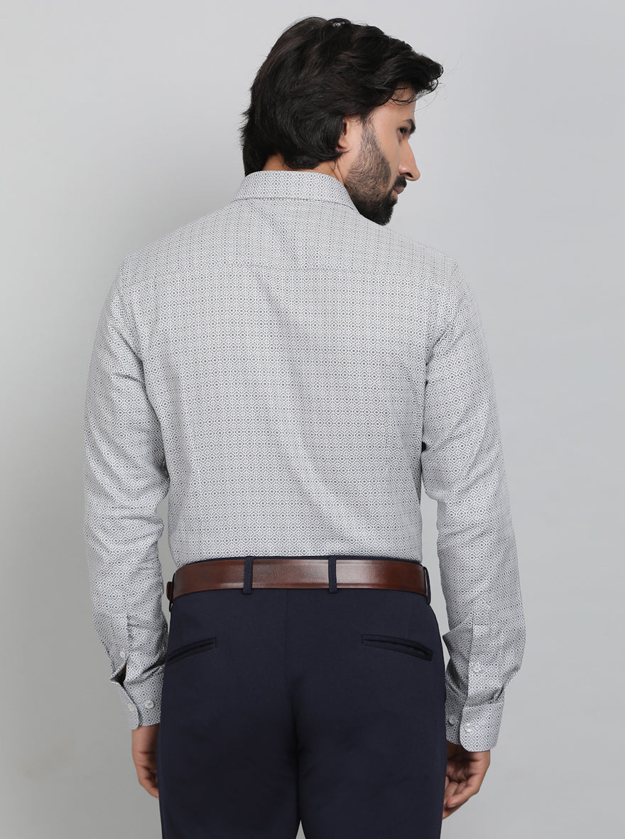 Black Printed Slim Fit Formal Shirt | JadeBlue Youth