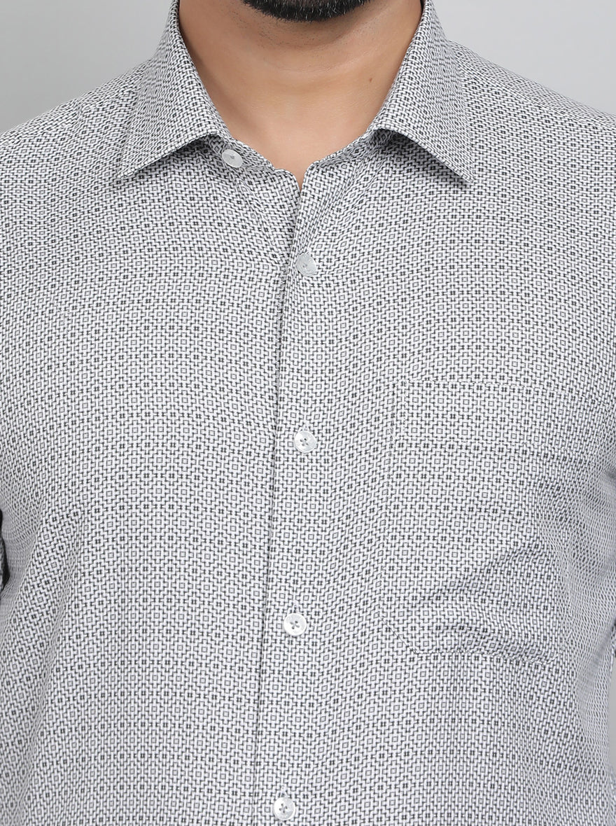 Black Printed Slim Fit Formal Shirt | JadeBlue