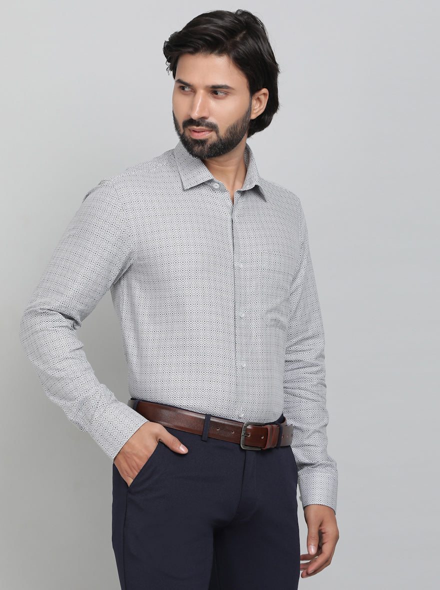 Black Printed Slim Fit Formal Shirt | JadeBlue Youth