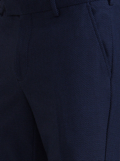 Blue Printed Slim Fit Formal Trouser | JadeBlue Youth