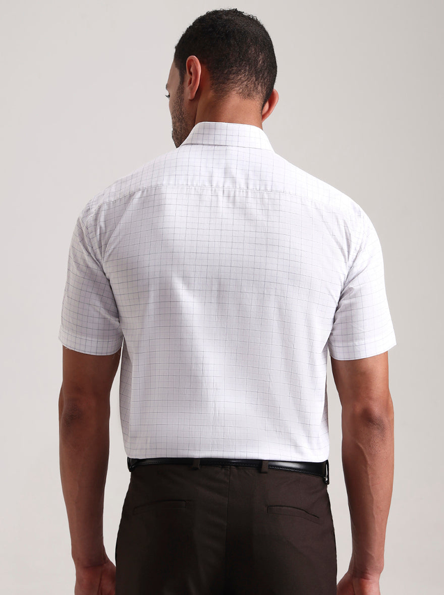White & Blue Checked Regular Fit Formal Shirt | JadeBlue