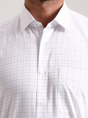 White & Blue Checked Regular Fit Formal Shirt | JadeBlue