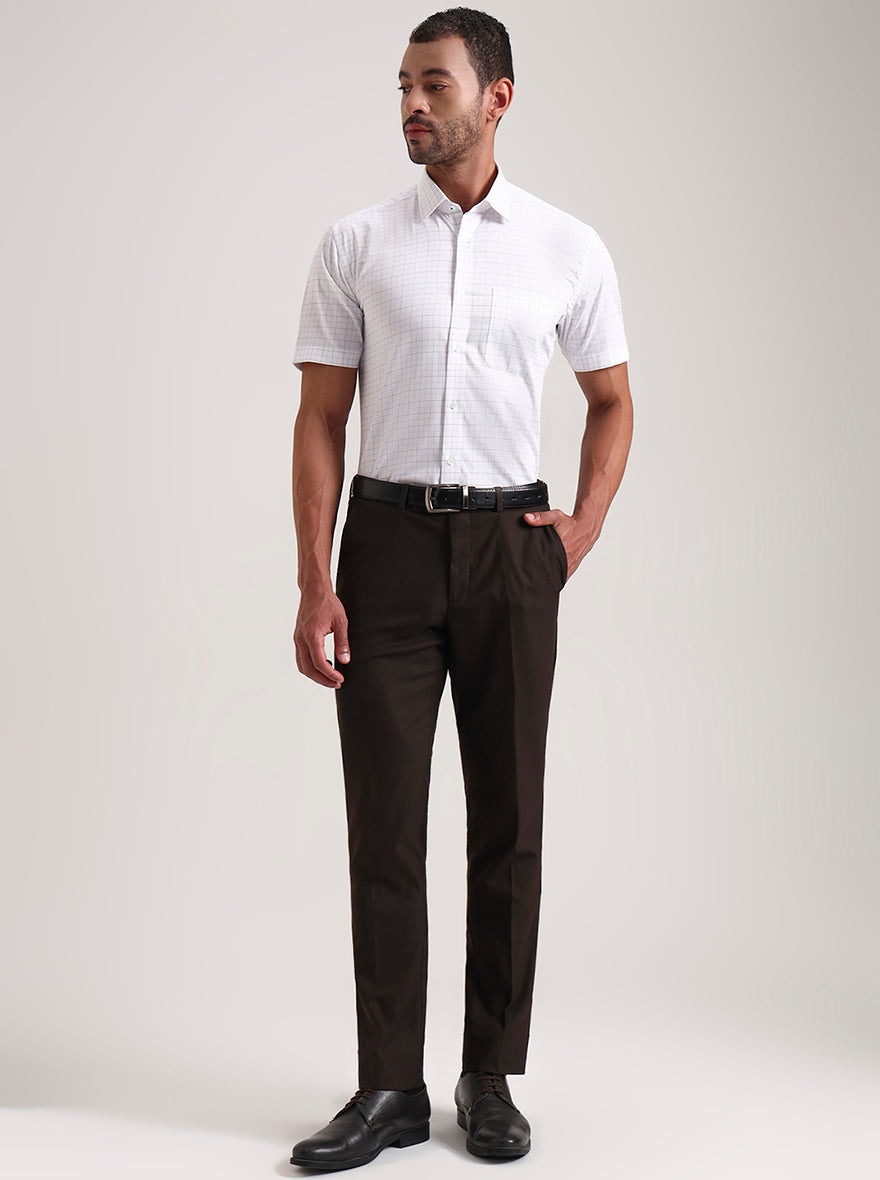 White & Blue Checked Regular Fit Formal Shirt | JadeBlue