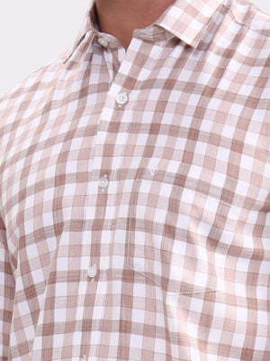 Brown Checked Smart Fit Semi Casual Shirt | Greenfibre