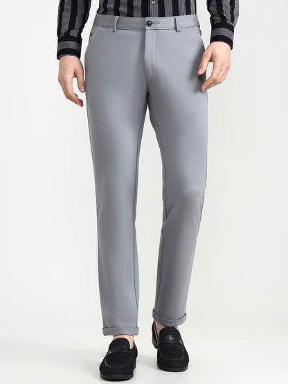 Cement Grey Solid Slim Fit Club Wear Trouser | Wyre