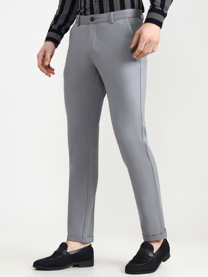 Cement Grey Solid Slim Fit Club Wear Trouser | Wyre