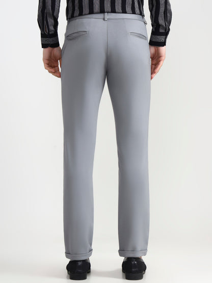 Cement Grey Solid Slim Fit Club Wear Trouser | Wyre