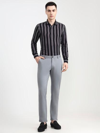 Cement Grey Solid Slim Fit Club Wear Trouser | Wyre