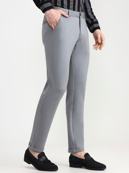 Cement Grey Solid Slim Fit Club Wear Trouser | Wyre