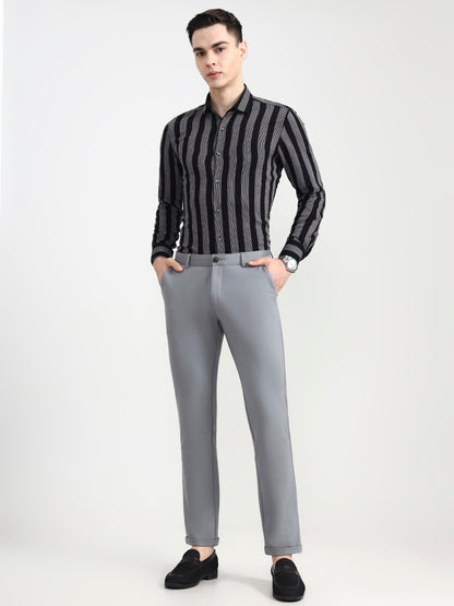 Cement Grey Solid Slim Fit Club Wear Trouser | Wyre