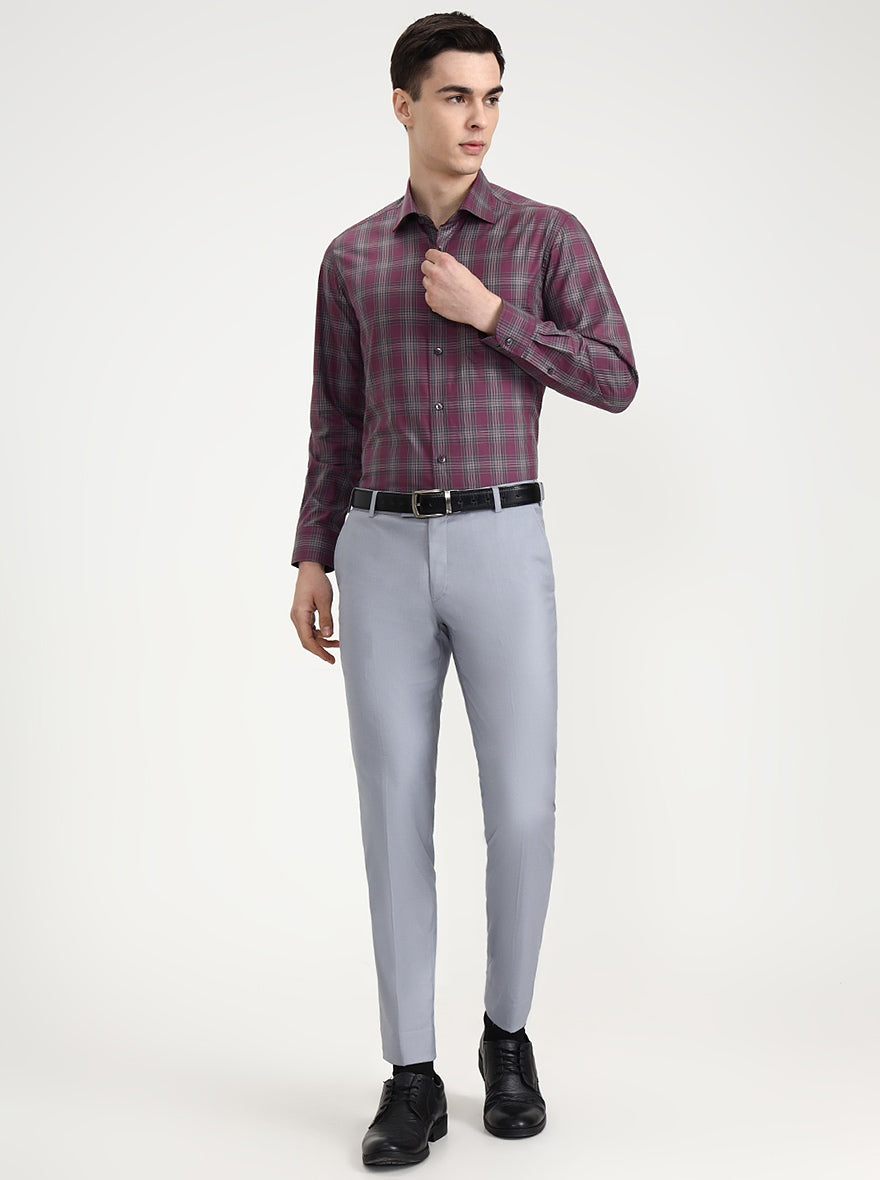 Maroon Checked Regular Fit Formal Shirt | Metal