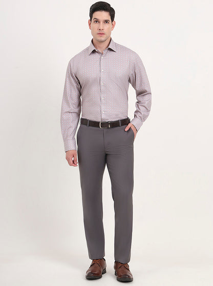 Dark Grey Solid Slim Fit Formal Trouser | Metal