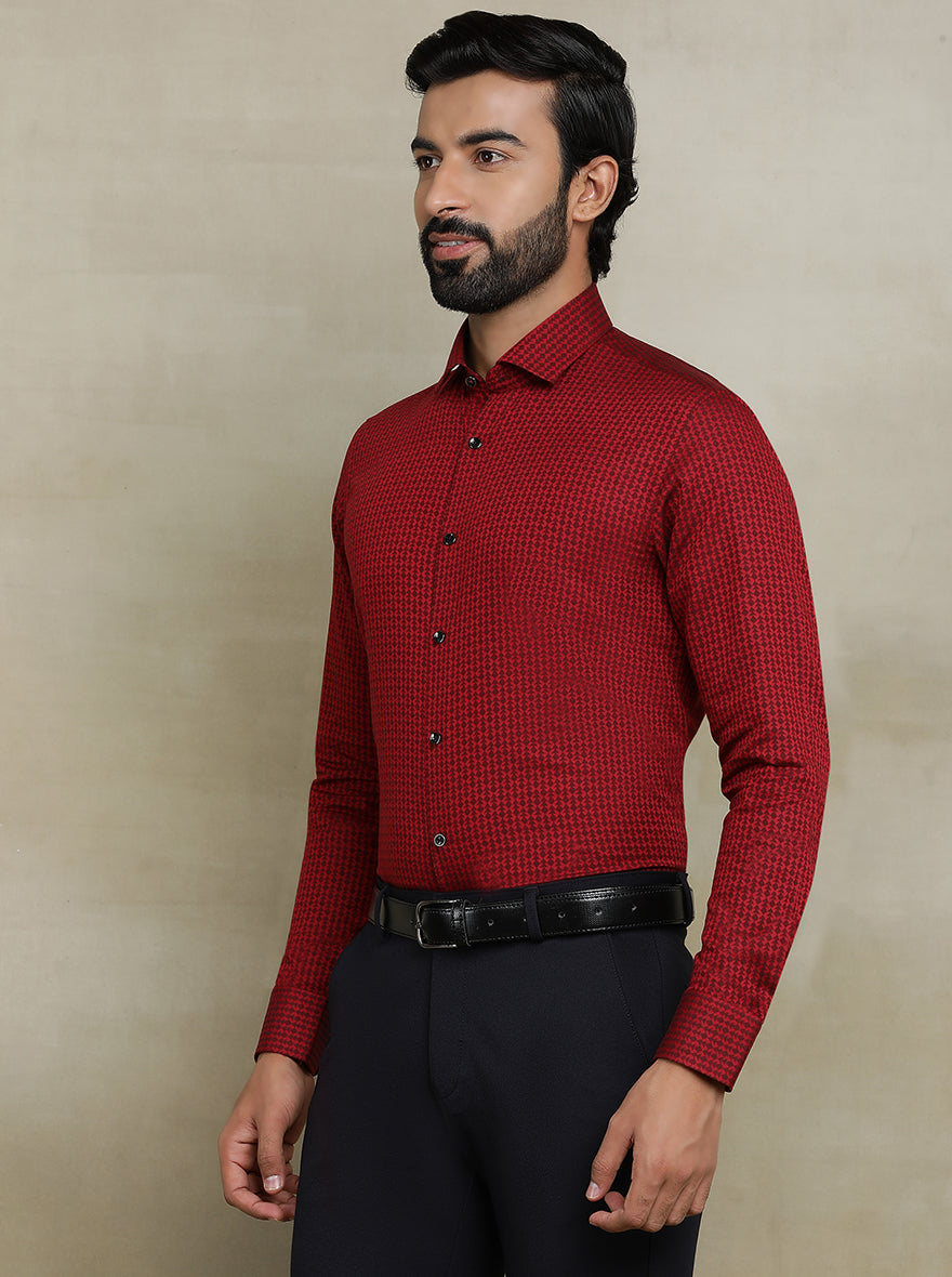 Red Printed Slim fit Party Wear Shirt | Wyre