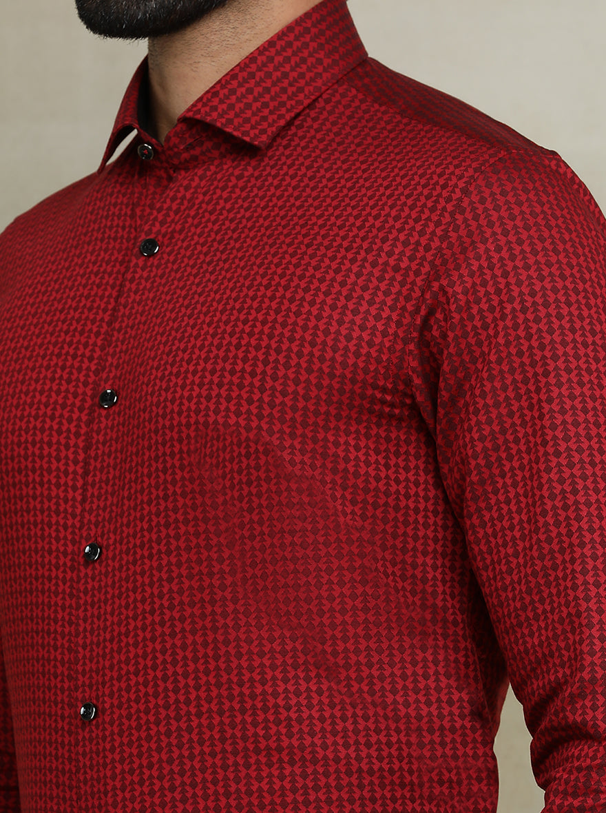 Red Printed Slim fit Party Wear Shirt | Wyre