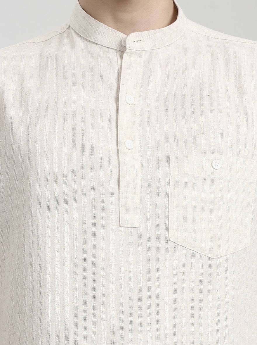 Khaki Solid Slim Fit Semi Casual Shirt | Greenfibre