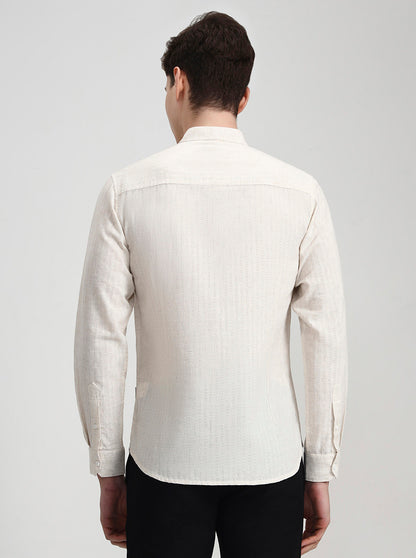 Khaki Solid Slim Fit Semi Casual Shirt | Greenfibre