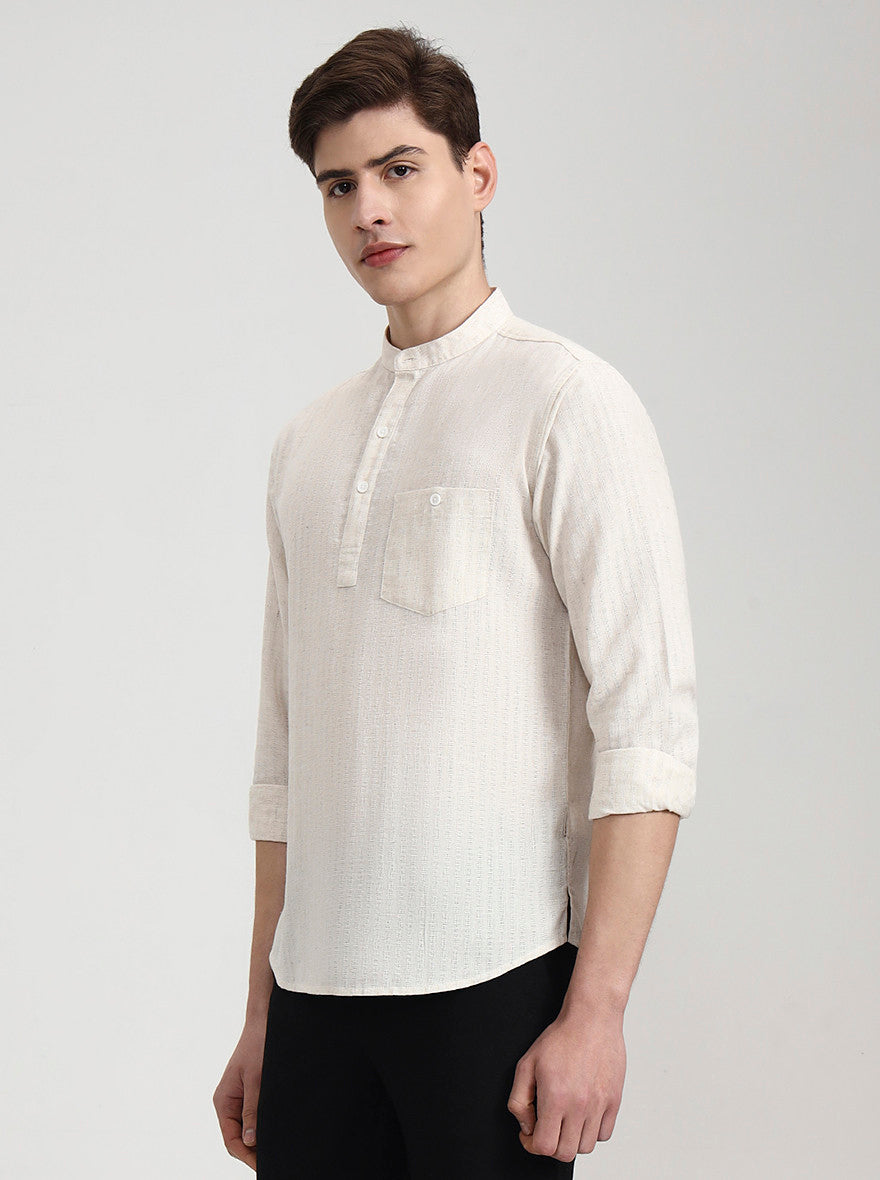 Khaki Solid Slim Fit Semi Casual Shirt | Greenfibre