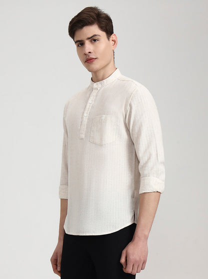 Khaki Solid Slim Fit Semi Casual Shirt | Greenfibre