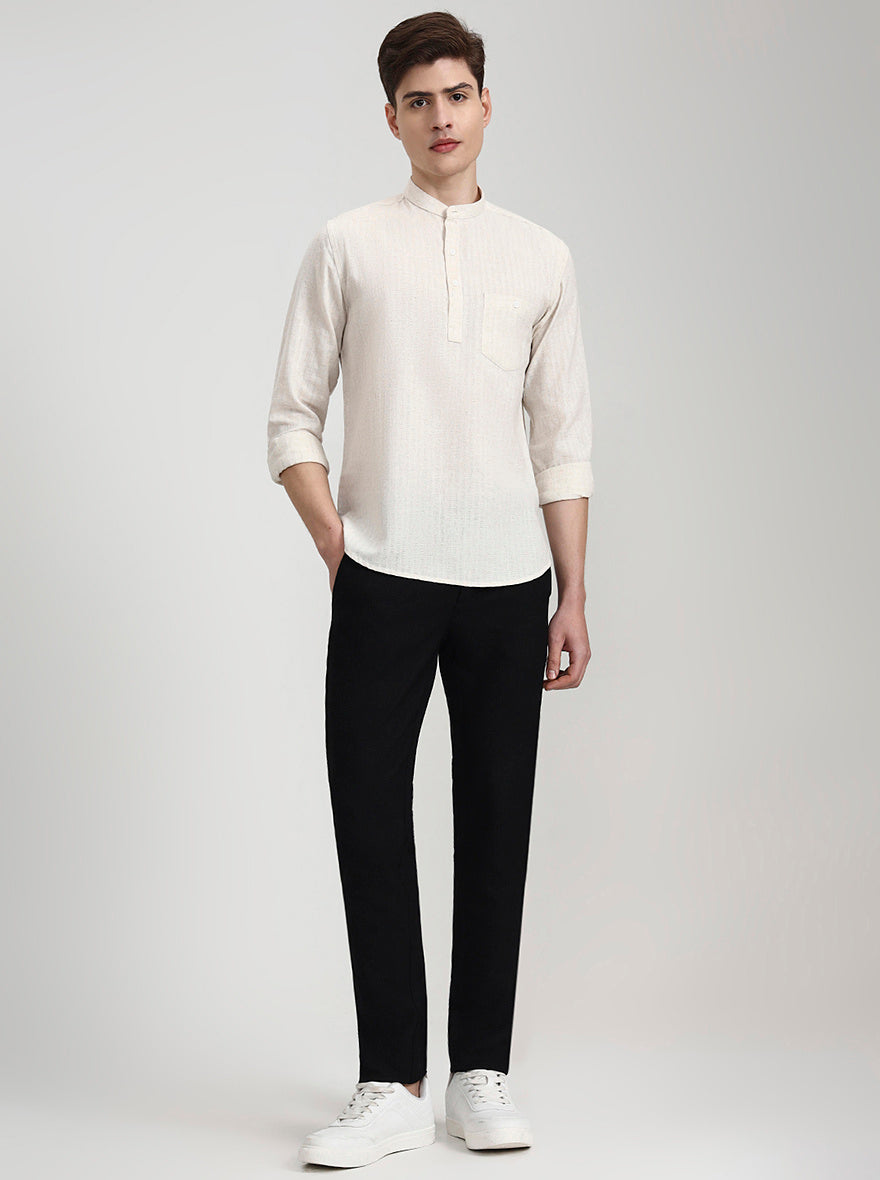 Khaki Solid Slim Fit Semi Casual Shirt | Greenfibre