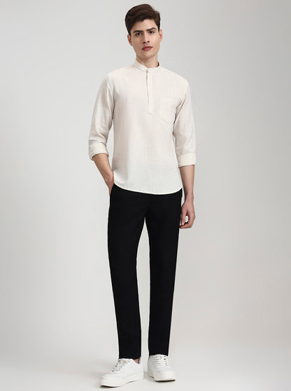 Khaki Solid Slim Fit Semi Casual Shirt | Greenfibre