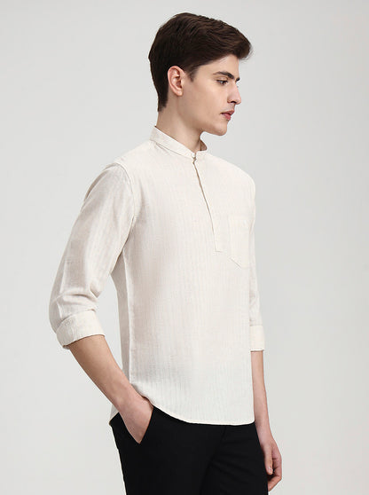 Khaki Solid Slim Fit Semi Casual Shirt | Greenfibre